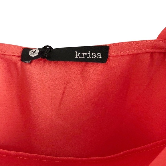 Krisa Draped Cowl Neck Tank Top With Side Tie Bow Orange Medium - Picture 5 of 10